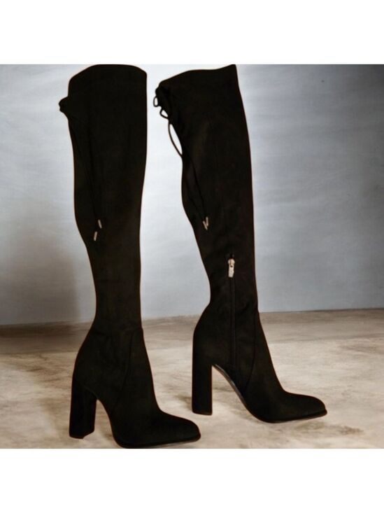 Marc Fisher Shoes - Marc Fisher Boots Elegant Black Women's Knee-High Size 5.5 5-1/2 Zip Faux Suede